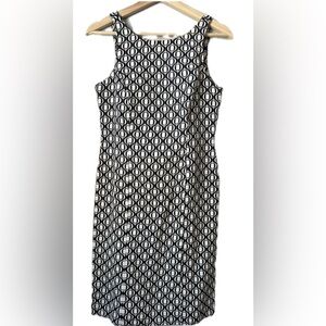 Metrostyle Women’s Black White Geometric Print Sheath Dress Size 4 Sleeveless
